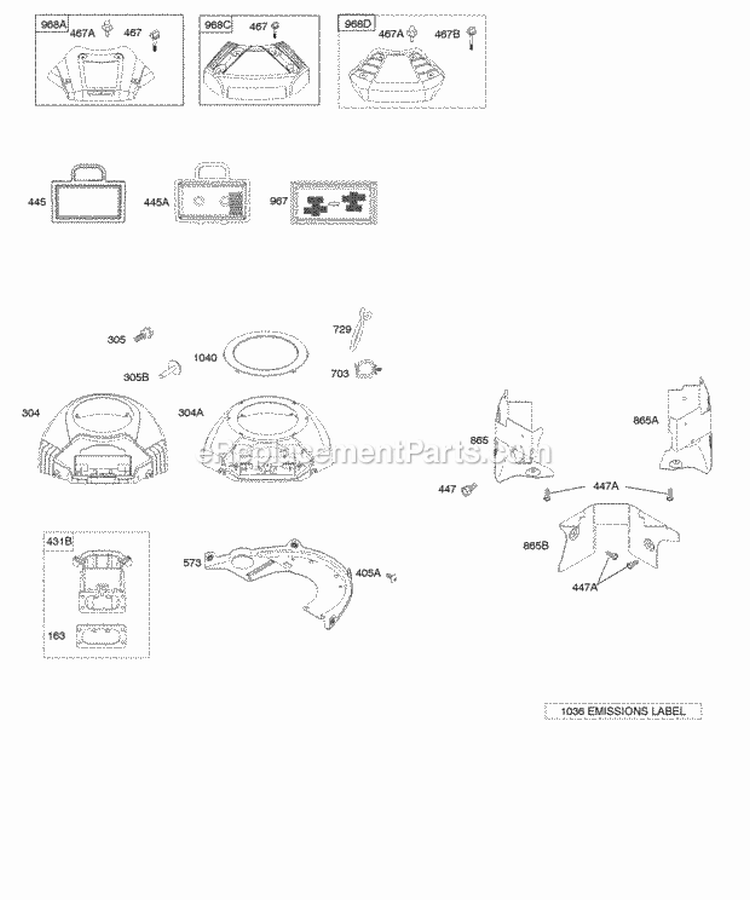 Air Cleaner Blower Housing Diagram and Parts List for 441777-0428-E1  Briggs and Stratton Engine